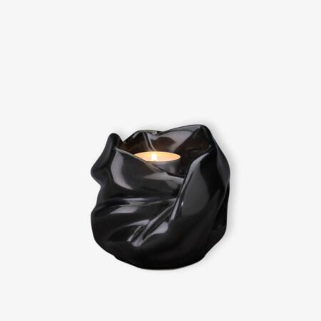 Χειροποίητη κεραμική μικρή αναμνηστική τεφροδόχος "The Holy Mother" Μαύρο