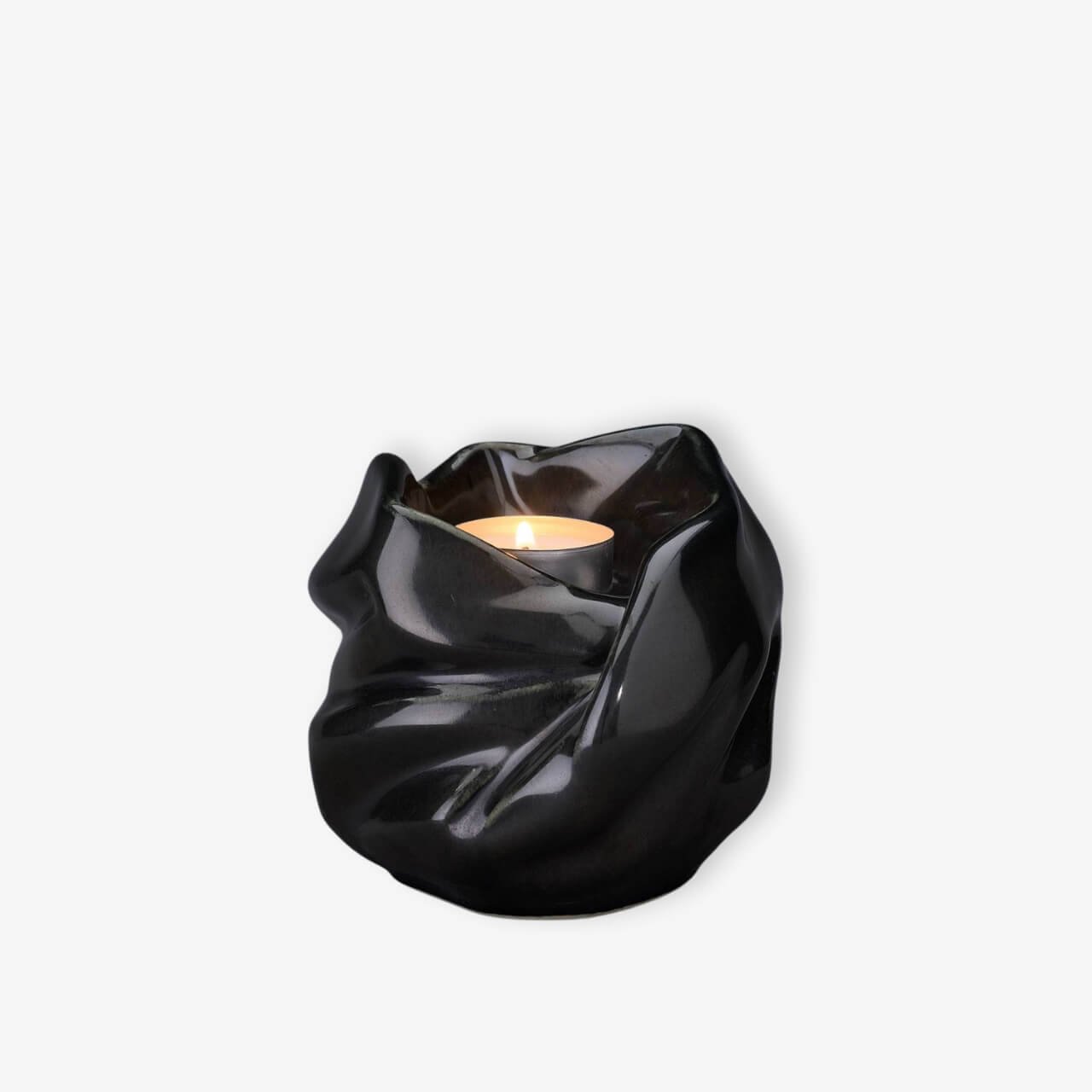 Χειροποίητη κεραμική μικρή αναμνηστική τεφροδόχος "The Holy Mother" Μαύρο