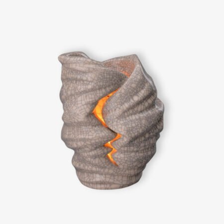 Χειροποίητη κεραμική τεφροδόχος "Light" Λευκό Κρακελέ