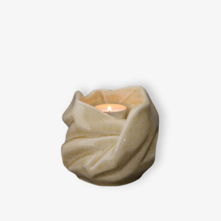 Χειροποίητη κεραμική μικρή αναμνηστική τεφροδόχος "The Holy Mother" Μπεζ