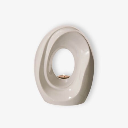 Χειροποίητη κεραμική τεφροδόχος The Passage Medium Λευκό Κρεμ